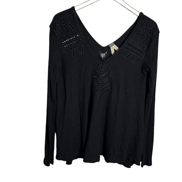 We the FREE PEOPLE moonrise black oversized long sleeve cutout top Size XS - Picture 7 of 7